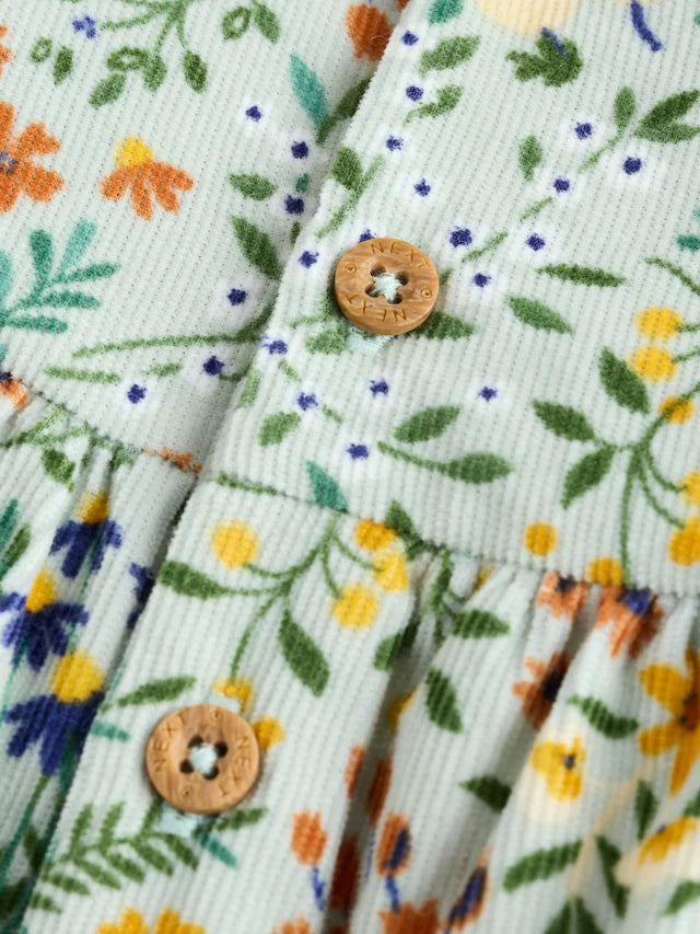 |BabyGirl| Macacão Infantil Com Estampa Floral Verde e Meia-Calça, Conjunto De 2 Peças (0 meses a 3 anos)