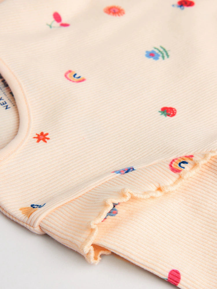 |BabyGirl| Conjunto De 2 Peças De Blusa e Leggings Com Estampa De Personagem Brilhante em creme para bebê (0 meses a 2 anos)