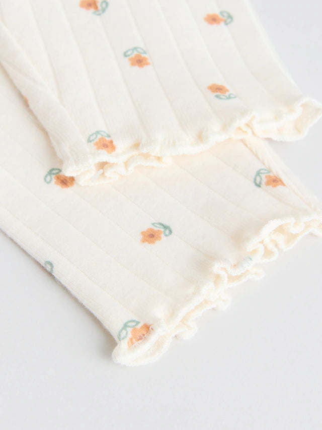 |BabyGirl| Conjunto De 2 Peças De Suéter e Leggings Com Babados e Gola Alta Verde Sálvia/Creme (0 meses a 2 anos)