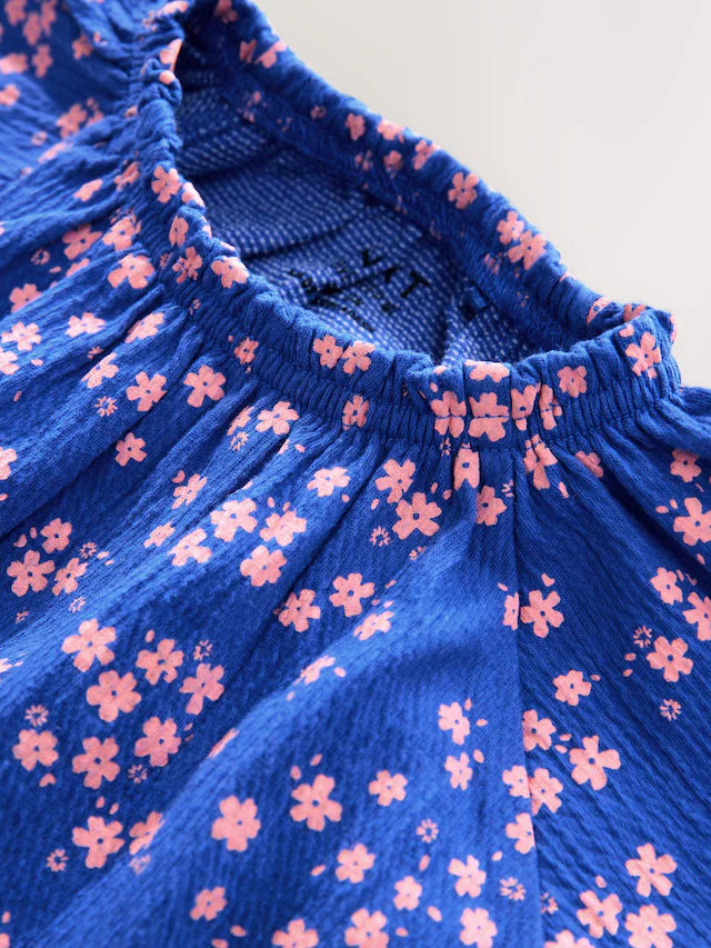 |Girl| Conjunto De Blusa e Leggings De Manga Comprida Com Estampa Floral Azul (3 meses a 7 anos)