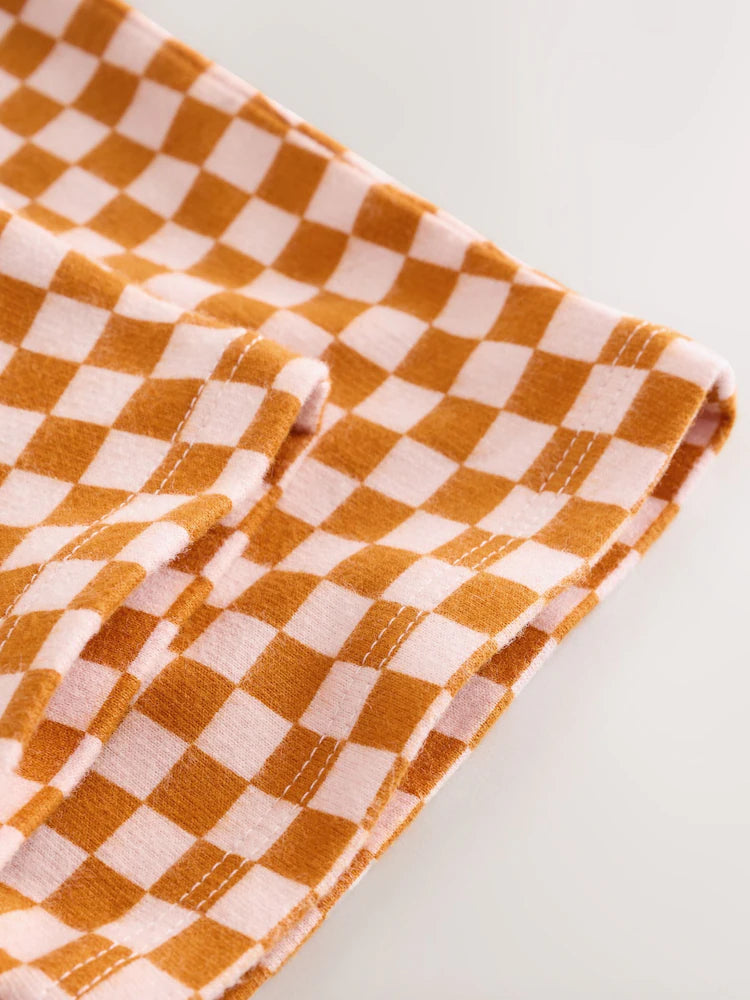 |Girl| Calça Cano Alto Xadrez Laranja (3 meses a 7 anos)