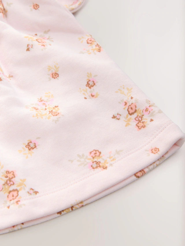 |Girl| Vestido De Moletom Floral Creme (3 meses a 7 anos)