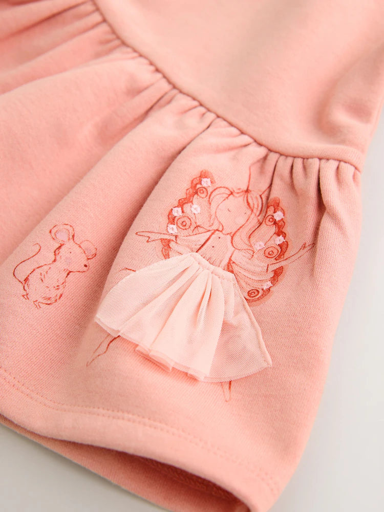 |Girl| Vestido De Moletom Com Cintura Baixa Pink Fairy (3 meses a 7 anos)