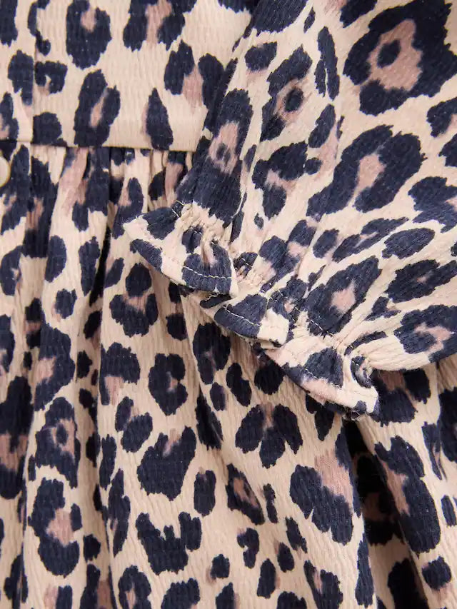 |Girl| Vestido De Gola Longa Com Estampa De Oncinha (3 meses a 7 anos)