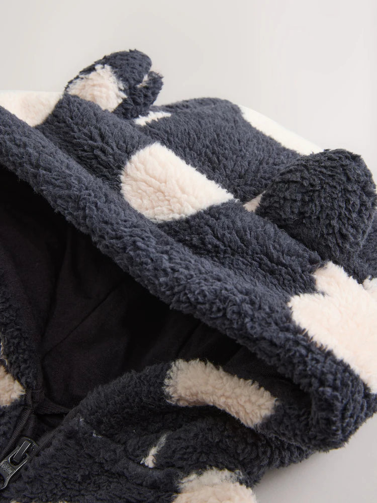 |Girl| Blusa De Lã Com Zíper e Estampa De Coração Preto (3 meses a 7 anos)