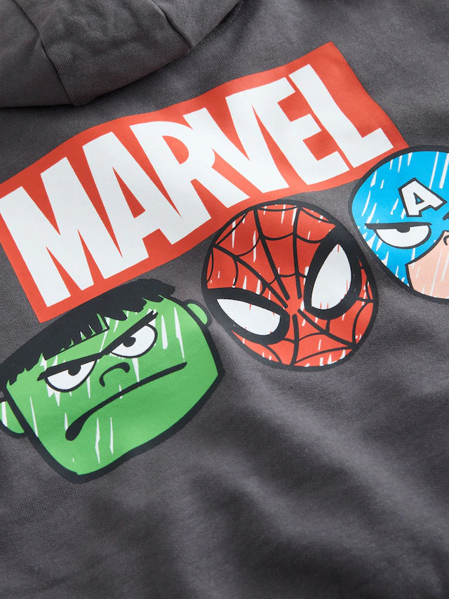 |Boy| Moletom Com Capuz Preto Marvel Com Zíper (9 meses a 8 anos)