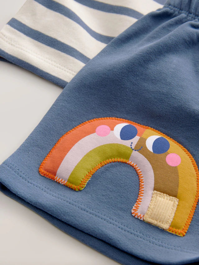 |Girl| Conjunto De Blusa e Shorts Listrados Azul Marinho Ladybird (3 meses a 7 anos)