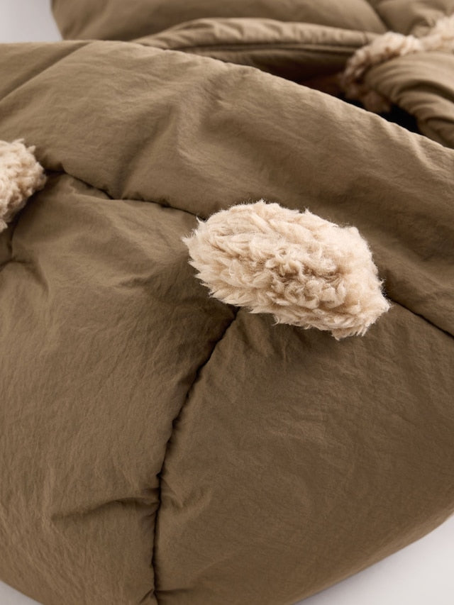 |Boy| Jaqueta Borg Resistente a Chuva Marrom Bege (3 meses a 7 anos)