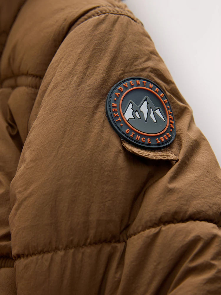 |Boy| Casaco Acolchoado Com Forro Marrom Borg (3 meses a 7 anos)