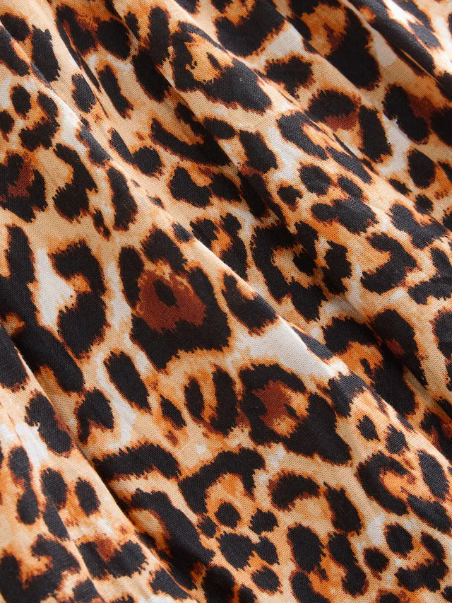 |Girl| Vestido Sem Mangas Com Estampa Animal e Bainha Bolha (3 meses a 8 anos)