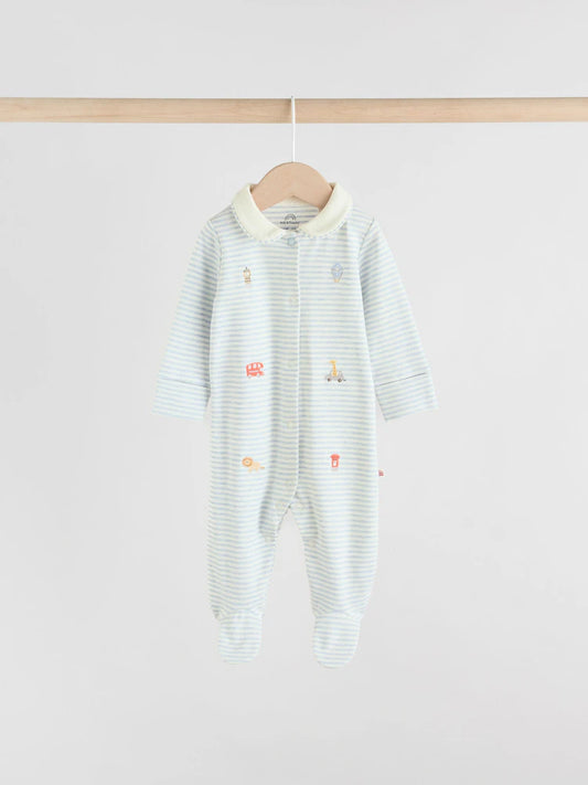 |BabyBoy| Pacote Com 3 Macacões De Dormir Para Bebês Blue London (0 meses a 2 anos)