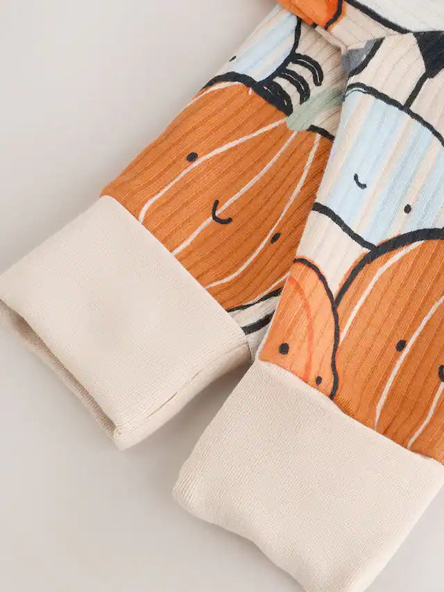 |BabyBoy| Macacão De Dormir Laranja Para Bebê Halloween Com Zíper Bidirecional (0 meses a 3 anos)