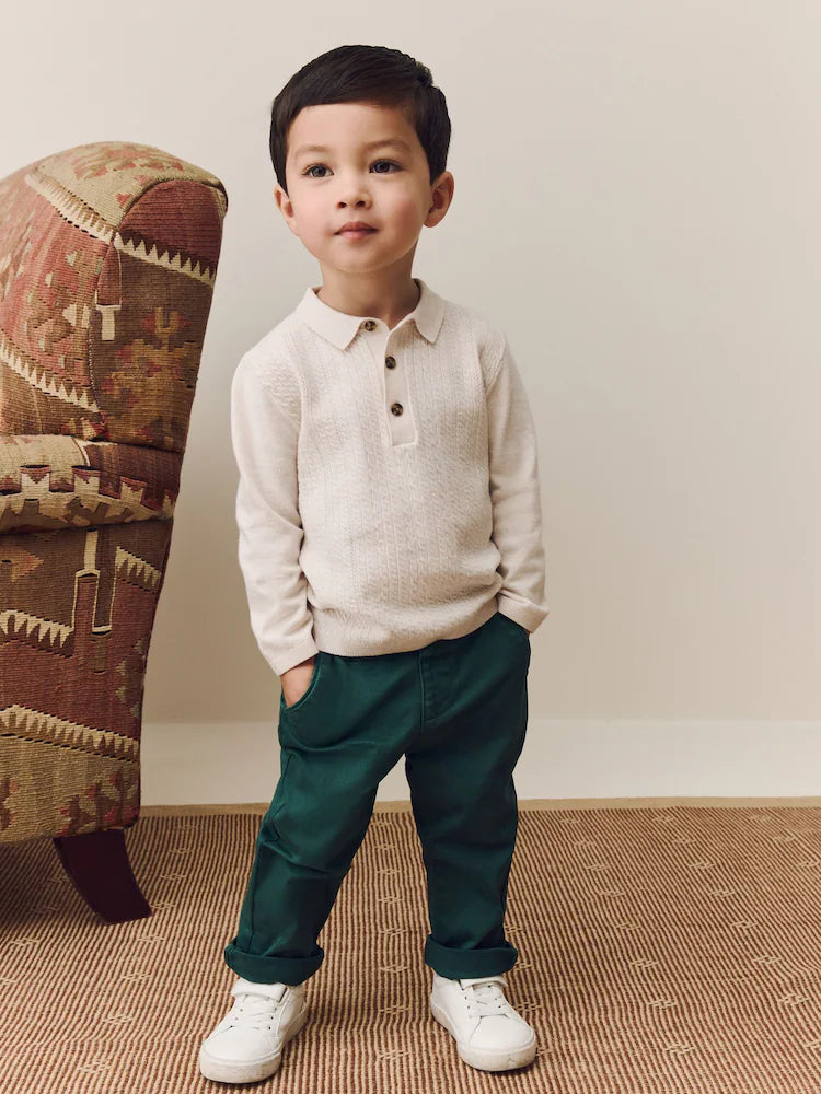 |Boy| Calça Chino Elástica Verde (3 meses a 7 anos)