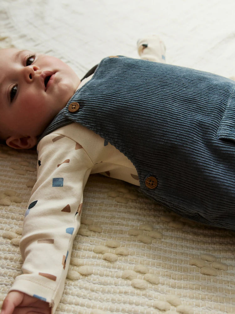 |BabyBoy| Conjunto De Macacão e Body Azul Médio Para Bebê (0 meses a 2 anos)