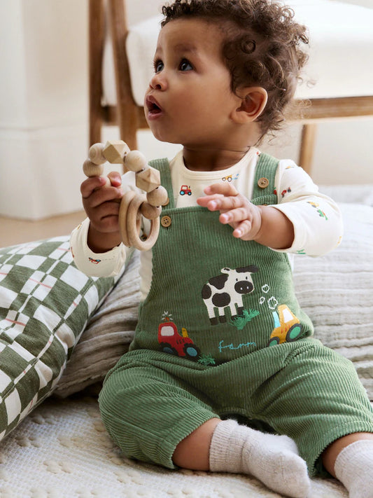 |BabyBoy| Conjunto De Macacão e Body Infantil Green Farm (0 meses a 2 anos)