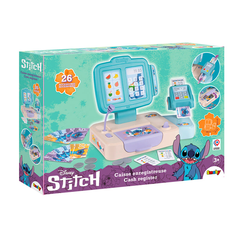 Disney Caixa Registradora Stitch Smoby Brinquedo de Faz de Conta com 26 Acessórios