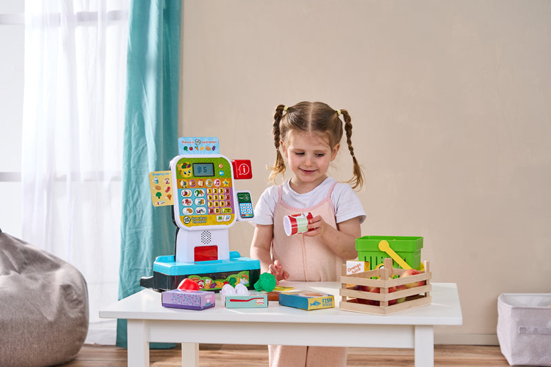 Caixa Registradora LeapFrog Scan & Learn – Supermercado de Brinquedo com Scanner, 30 Botões Educativos e Acessórios