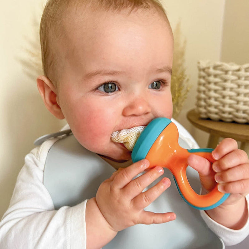 Nuby Alimentador de frutas Baby Nibbler, seguro para introdução alimentar e mordedor.