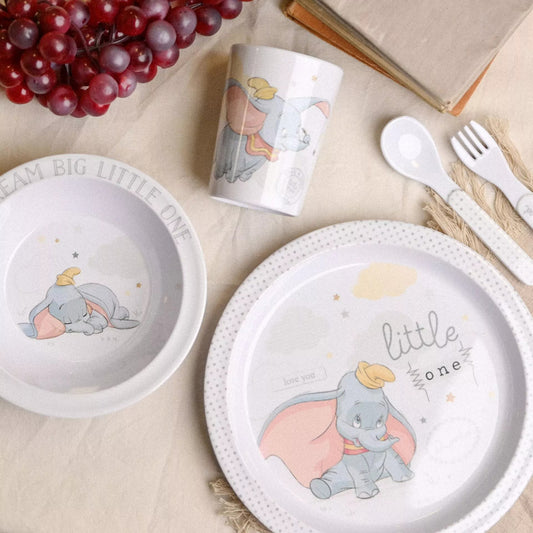 Disney Conjunto de louça de melamina Magical Beginnings, 5 peças, Dumbo