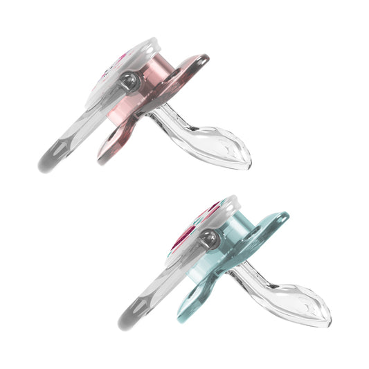 Dr Brown's PreVent Butterfly chupetas rosa 0-6m esterilizador seguro sem BPA 2 unidades