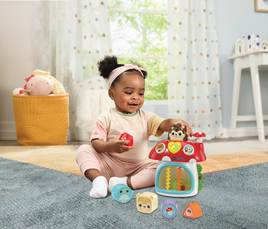VTech Casinha de cogumelo Pop and Play com ouriço-cacheiro para brincar de esconde-esconde em uma floresta encantadora.