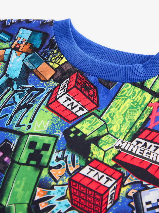 |BigBoy| Camiseta Minecraft Licenciada Azul Cobalto (3-16 anos)