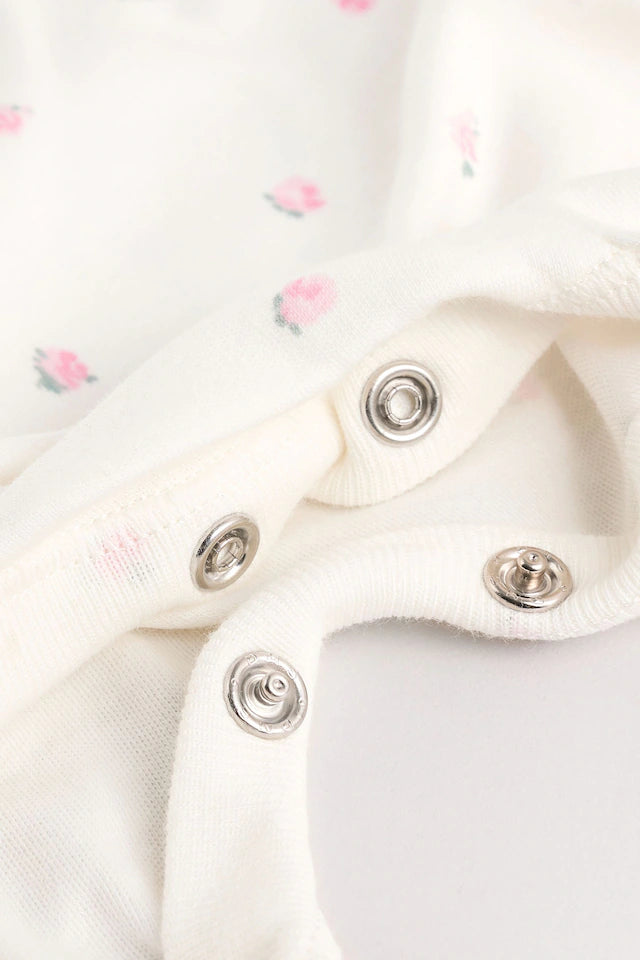 |BabyGirl| Macacão De Dormir Ecru Daddy Baby Family 100% Azlgodão (0-2 anos)