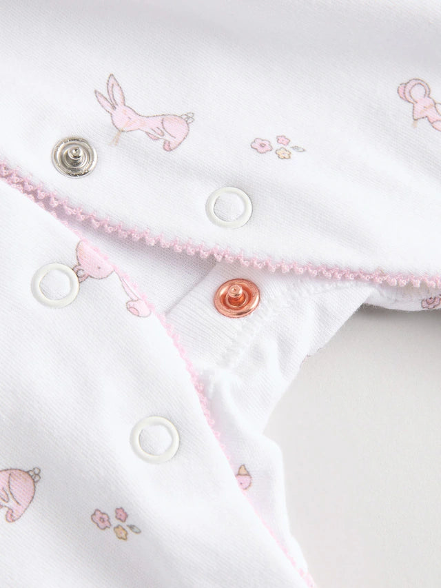 |BabyGirl| Conjunto De 3 Macacões De Dormir 100% Algodão Com Gola Branca Para Bebê