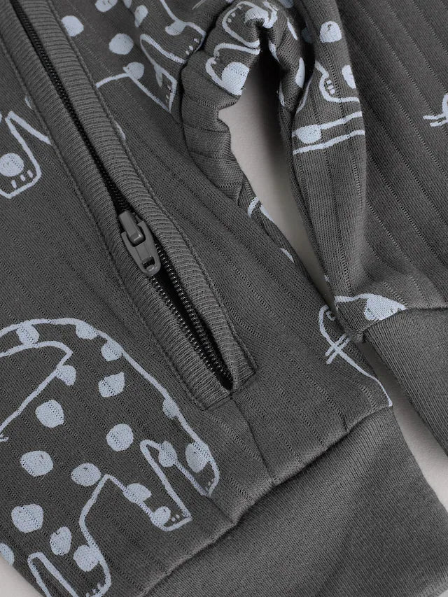 |BabyBoy| Macacão De Dormir Minerals Baby Animal Print Com Zíper Bidirecional e Sem Pés 100% algodão, pacote com 5 unidades