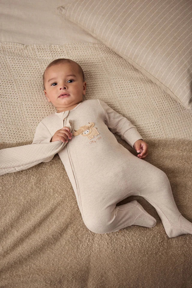 |BabyBoy| Neutro Hamish Baby 100% algodão Sleepsuits 3 unidades (0 meses a 2 anos)