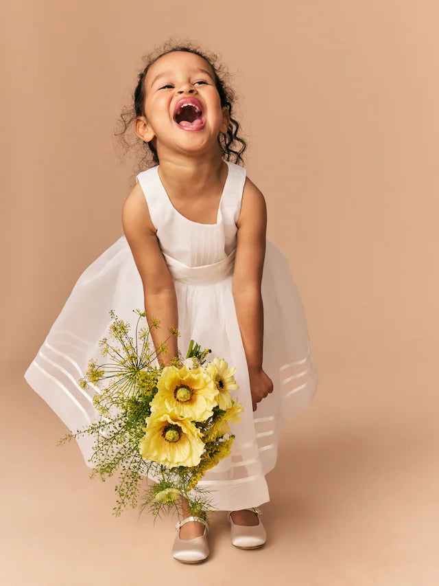 |Girl| Vestido De Organza Creme Para Daminha De Honra (3 meses a 10 anos)