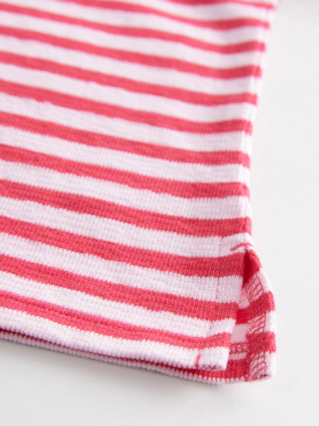 |BigGirl| Camiseta 100% Algodão Texturizada De Manga Comprida Grande Vermelha/Rosa (3-16 anos)