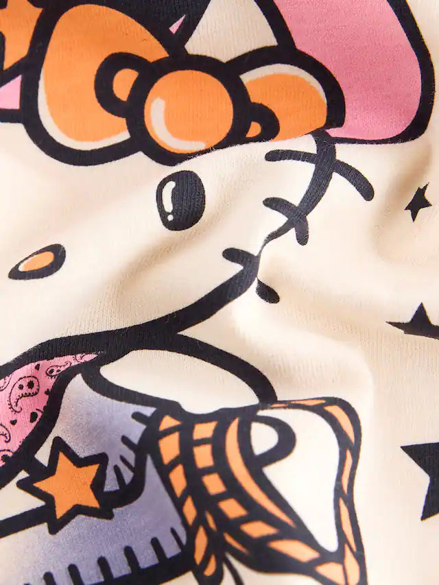 |BigGirl| Camiseta Bege Hello Kitty Com Licença Grande 100% Algodão (3 a 16 anos)