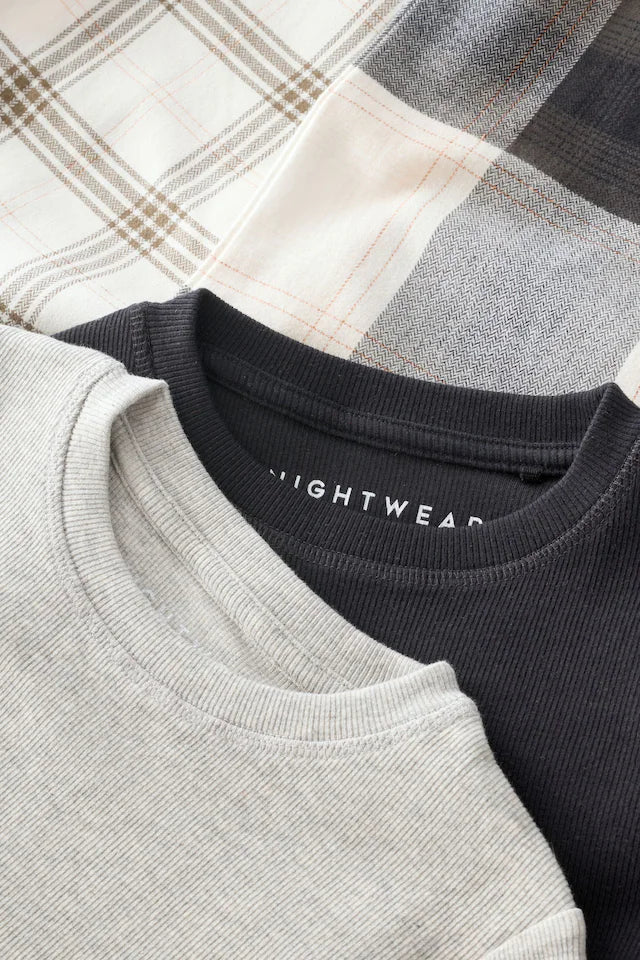 |BigBoy| Pacote De 2 Pijamas Xadrez Preto e Branco (4 a 16 anos)