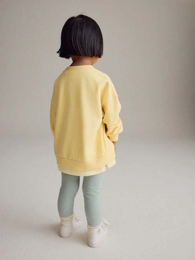 |Girl| Conjunto De Blusa e Leggings De Manga Comprida Yellow Bunny (3 meses a 7 anos)