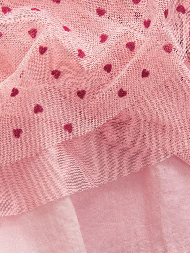 |Girl| Vestido De Festa De Malha Com Gola De Coração Rosa (3 meses a 7 anos)