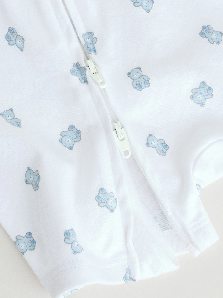 |BabyBoy| Conjunto De 3 Macacões Azuis Com Zíper Duplo Para Bebês (0 meses a 3 anos)