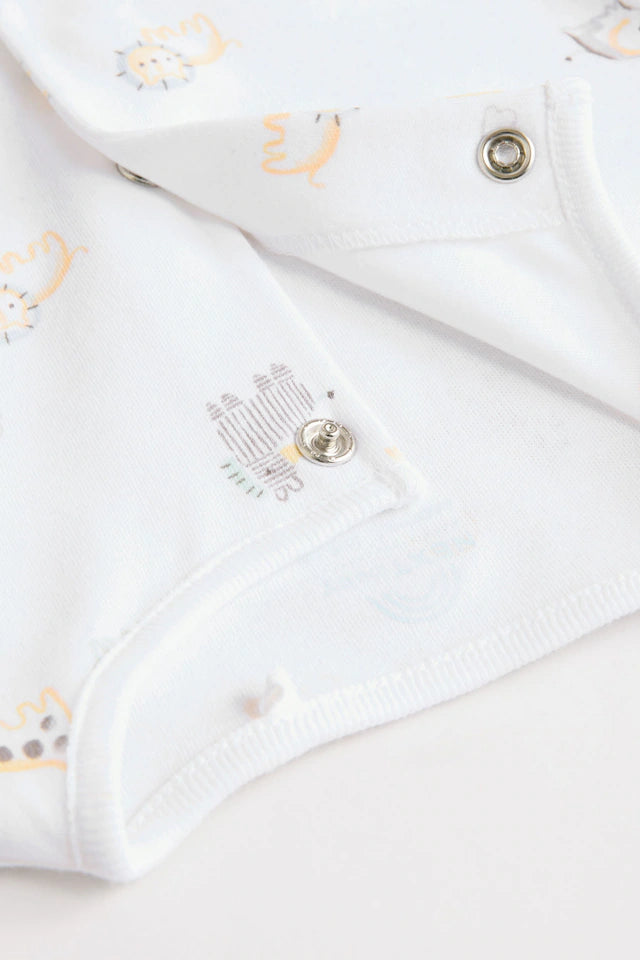 |BabyGirl| Macacão Safari Baby 100% algodão branco, pacote com 3 (0 meses a 2 anos)