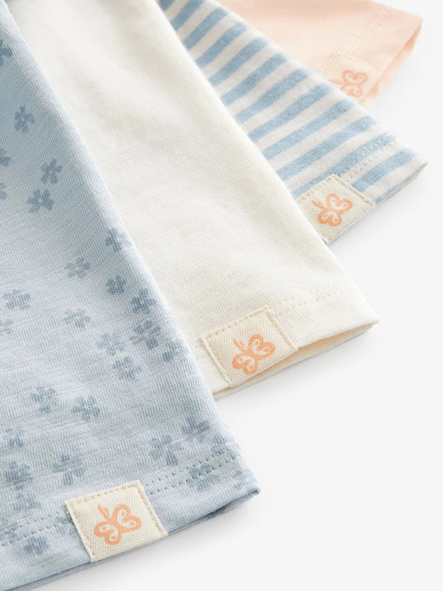 |Girl| Camiseta azul de manga curta, pacote com 4 (3 meses a 7 anos)