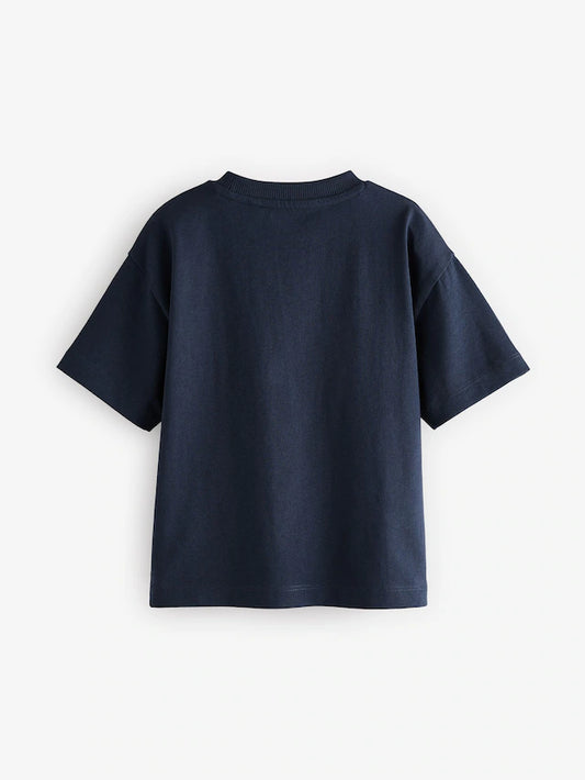 |Boy| Camiseta Lisa De Manga Curta 100% Algodão Azul Marinho (3 meses a 7 anos)