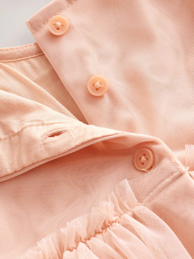 |Girl| Vestido De Malha Bordado Rosa (3 meses a 8 anos)