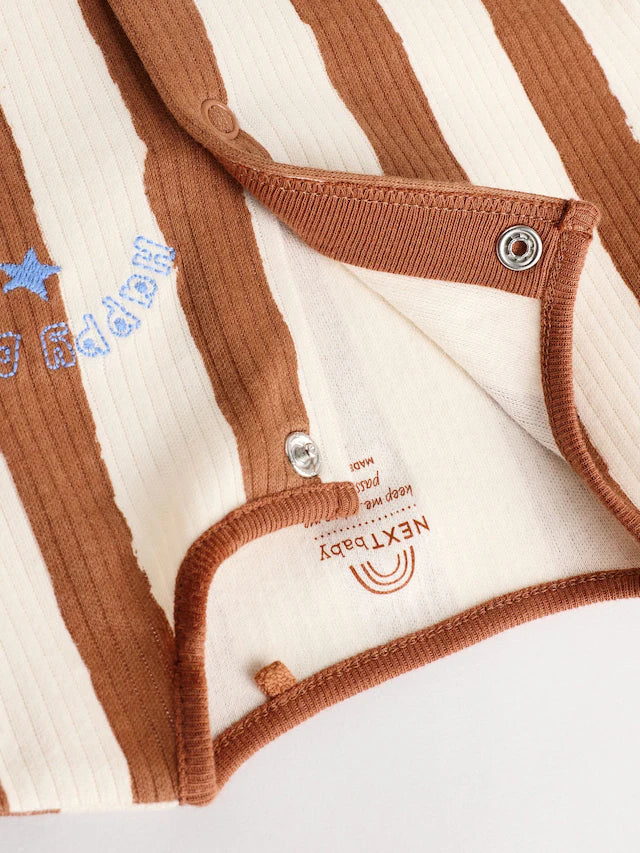 |BabyBoy| Macacão De Dormir 100% Algodão Sem Pés Creme/Azul Para Bebês, Pacote Com 3 unidades (0 meses a 3 anos)