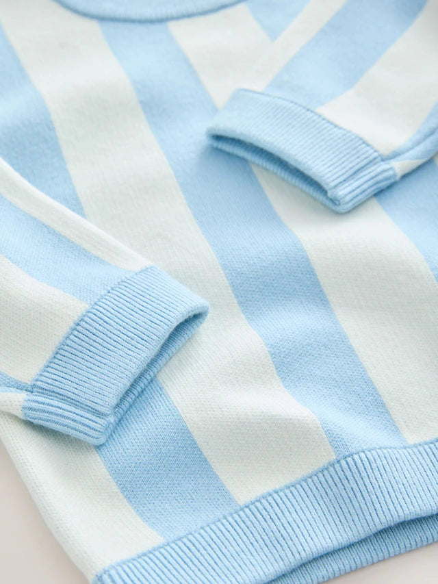 |Girl| Blusa De Gola Redonda De Malha Azul Claro (3 meses a 7 anos)