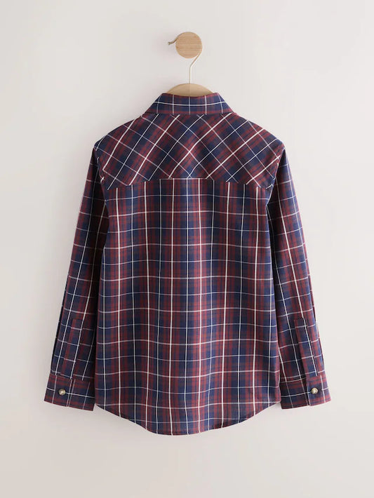 |BigBoy| Camisa Xadrez De Algodão Manga Comprida Roxo Ameixa (3-16 anos)