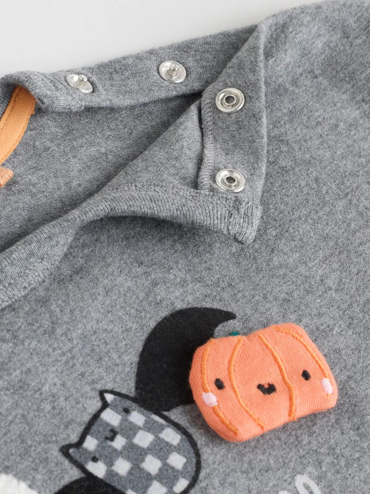 |BabyGirl| Conjunto De Blusa e Leggings De Halloween Para Bebês Com Personagens Pretos e brancos (0 meses a 2 anos)