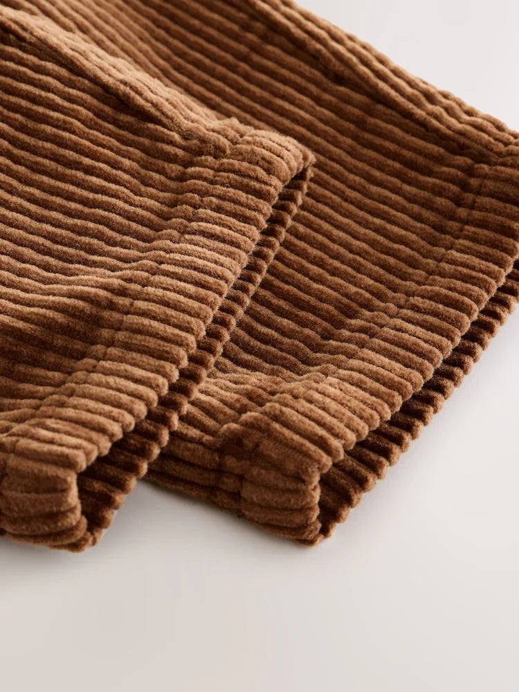 |Girl| Calças De Veludo Cotelê Texturizadas Marrom-Claro (3 meses a 7 anos)