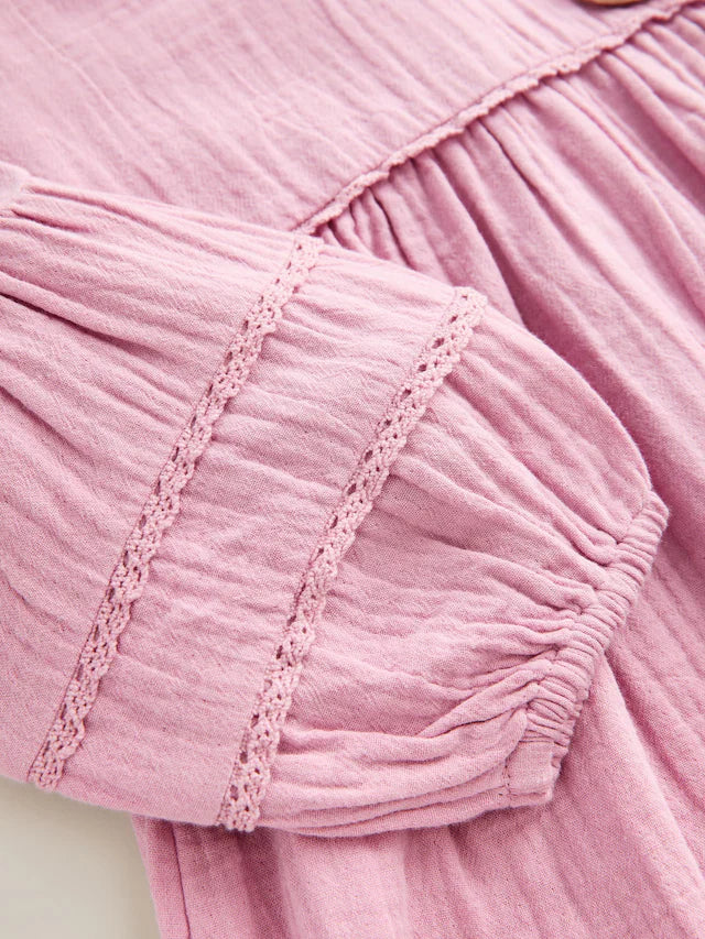 |Girl| Vestido Texturizado Rosa Com Personagem (3 meses a 8 anos)