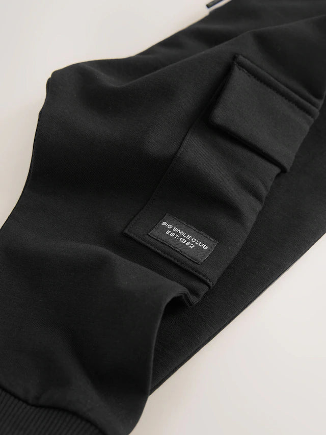 |Boy| Calça De Moletom Skinny Fit Skinny Utility Preta (3 meses a 7 anos)