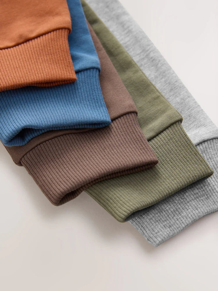 |Boy| Calça De Moletom Skinny Azul/Laranja Ferrugem/Verde Cáqui, Pacote com 5 (3 meses a 7 anos)