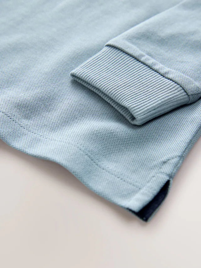 |Boy| Camisa Polo Azul De Manga Comprida (3 meses a 7 anos)